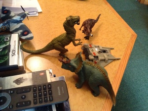 Dinosaurs meet.